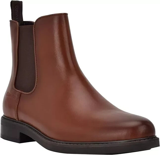 Calvin Klein Men's Fenwick Pull On Chelsea Boot Color Cognac Size