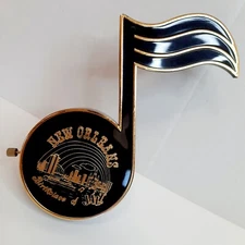 New Orleans Musical Note Music Box Plays Michelle Taiwan ROC 6 3/4" Tall Sankyo