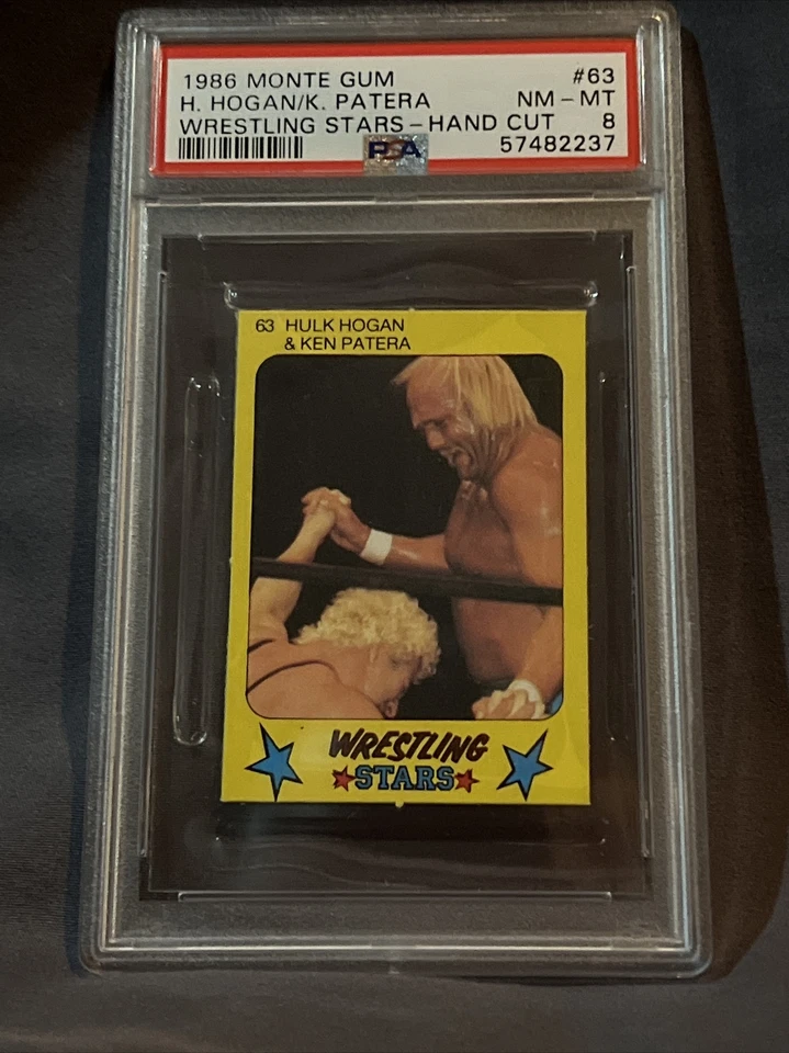 Hulk Hogan Ken Patera PSA 8 1986 Monty Gum Wrestling Stars #63 WWF WWE WCW AWA - Image 3 of 4