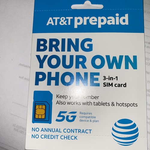 AT&T Prepaid Sim Card Bring Your Own Phone 4G.5G LTE 3/1 Fits Most Phones New - Picture 3 of 4