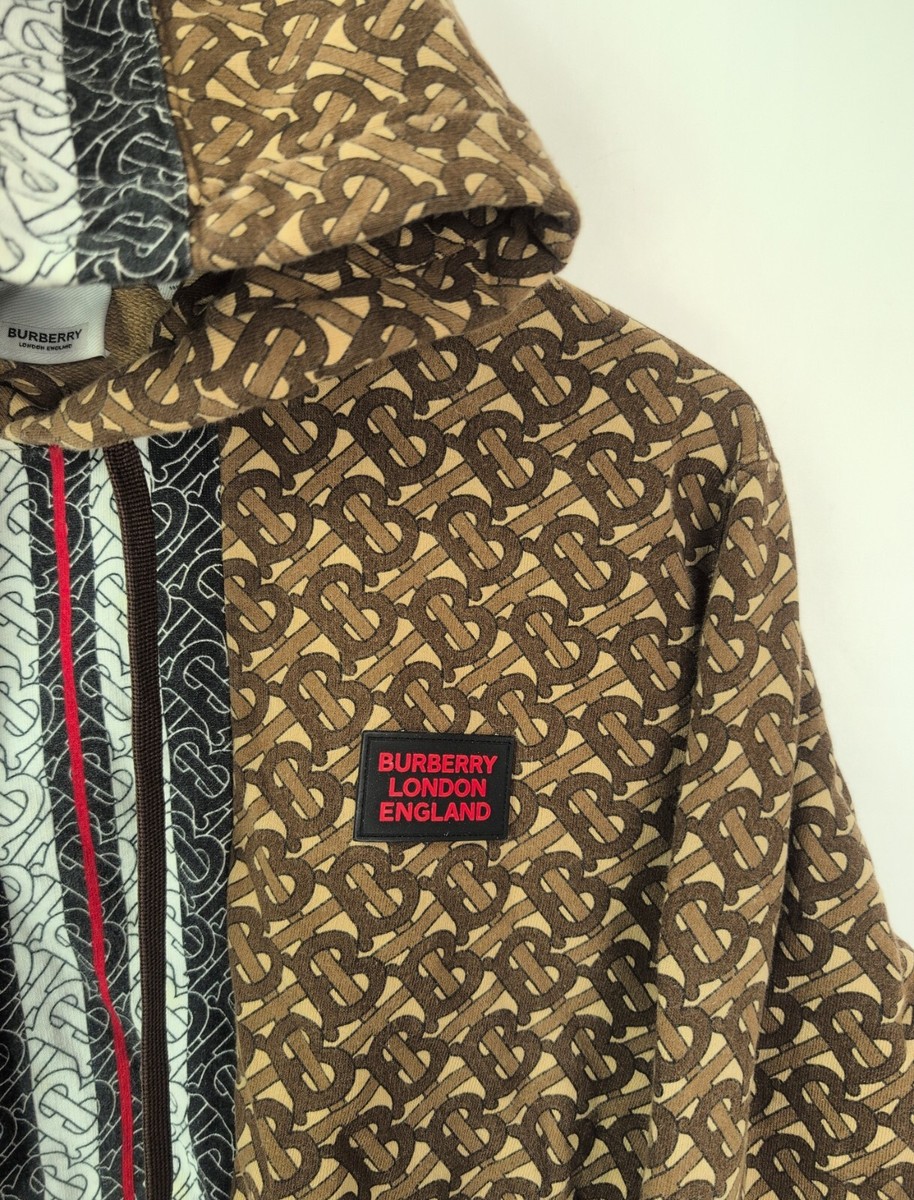 BURBERRY Mens Sz M MUCKFORD Brown Monogram Stripe Print Pullover