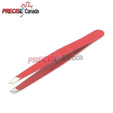 Red Eyebrow Tweezers Professional Hair Beauty Slanted Stainless Steel Tweezers