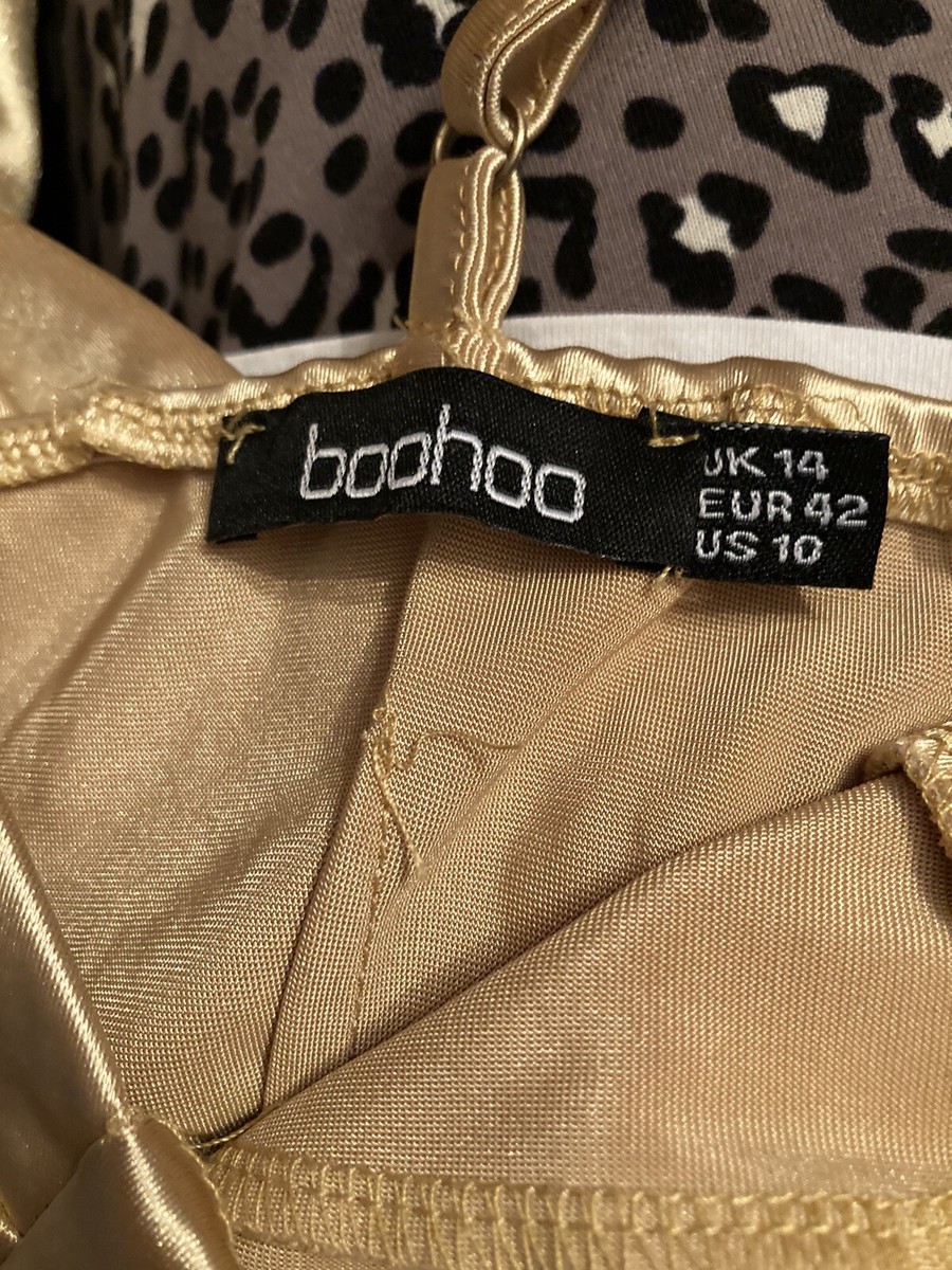 boohoo gold dress Roma Dress in Lemonade Yellow satin main image 0