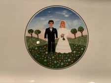 VILLEROY & BOCH NAIF Wedding Bride & Groom Sandwich Hostess Tray 13", Retired