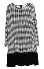 MICHAEL Michael Kors Black White Houndstooth Pleated Bottom Stretch Dress Size M