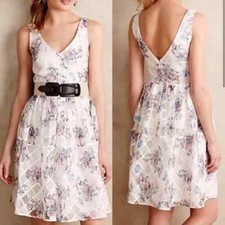 Anthropologie Maeve Beautiful Floral Sheer Overlay Dress Size 4