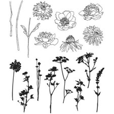 Tim Holtz Stampers Anonymous "MINI BOUQUET" Red Rubber Cling Stamp Set