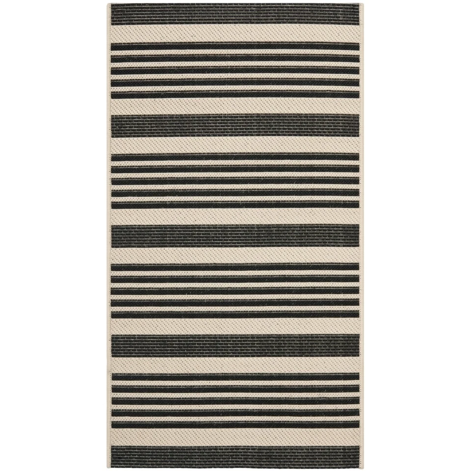 SAFAVIEH Indoor Outdoor CY6062-216 Courtyard Black / Bone Rug - Image 3 of 4