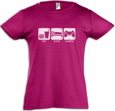Eat Sleep Gaming Kids Girls T-Shirt Gamer Games Fun Nerd Ego Computer Science