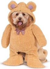 Walking Teddy Bear Brown Animal Fancy Dress Up Halloween Pet Dog Cat Costume