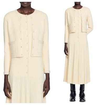 Sandro faux pearl detail namal cardigan Sz 0
