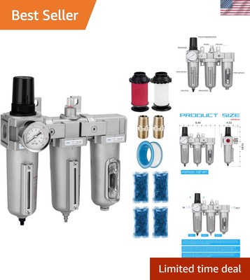 Professional 3-Stage Air Drying System with Metal Bowl - 1/2'' NPT Design