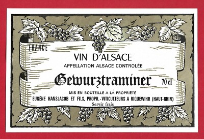 AL48 Etikett Label ALSACE GEWÜRZTRAMINER Eugène HANSJACOB & Fils RIQUEWIHR