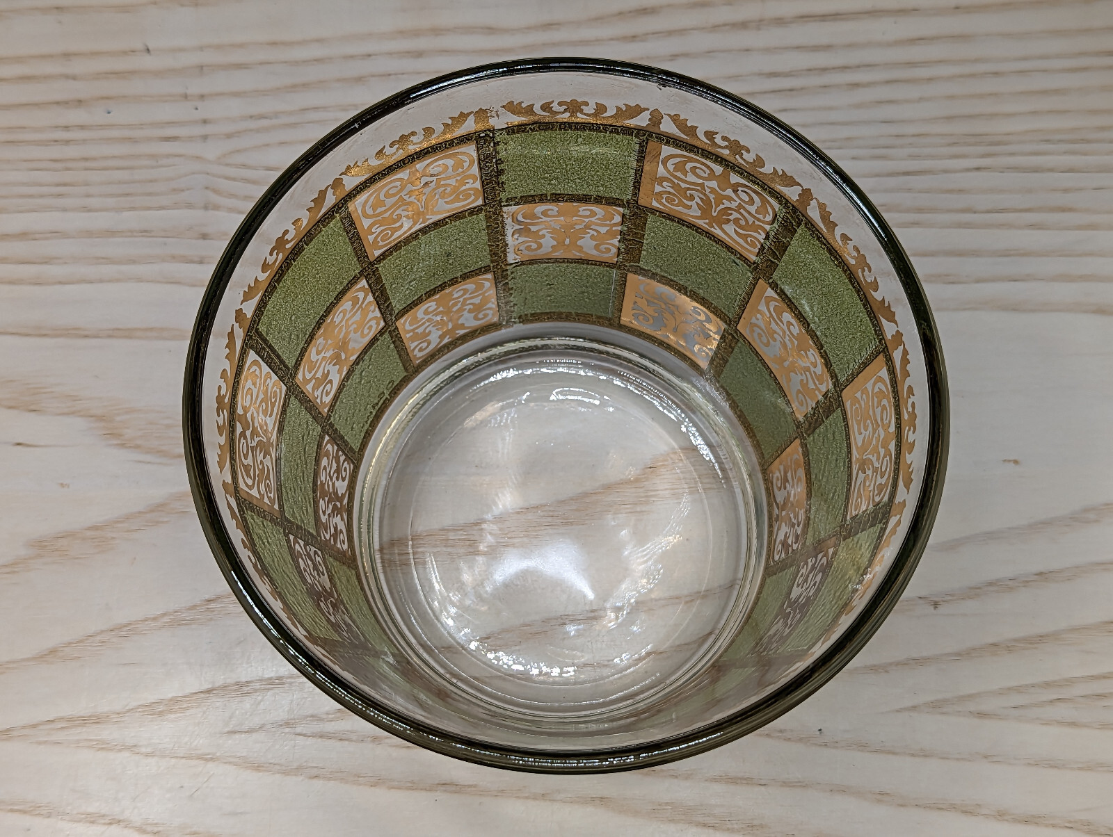 Vintage Culver Prado Ice Bucket 22K Gold Trimmed Signed Green MCM