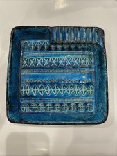 Aldo Londi for Bitossi Ashtray Rimini Blue Glazed Ceramic Vintage MCM Decor