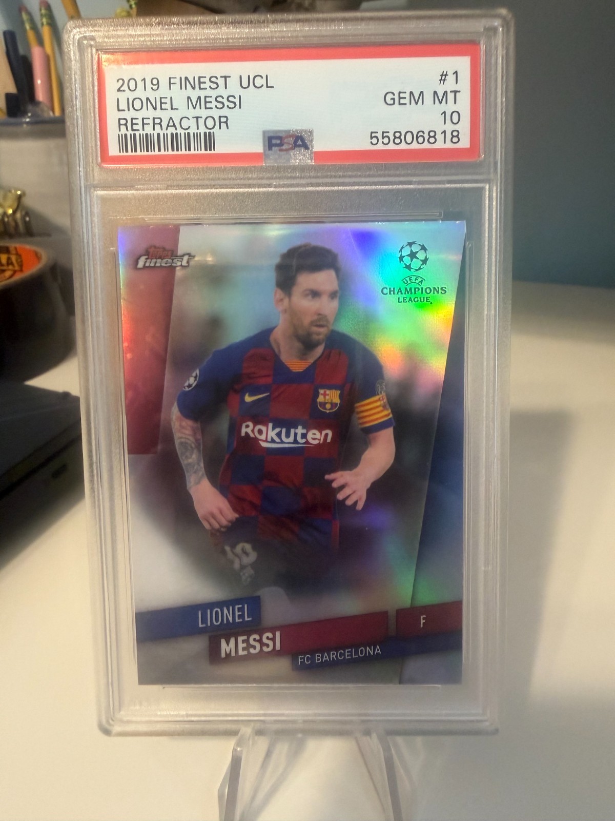 2019 Finest UCL Refractor LIONEL MESSI #1 PSA 10 GEM MINT 