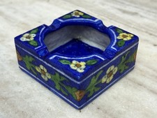 An Antique Handmade Blue Pottery Ceramic Ashtray Collectible.