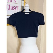 Babaton Aritzia Contour Short Sleeve Crop T-Shirt Black XS Crew Neck Slim Fit