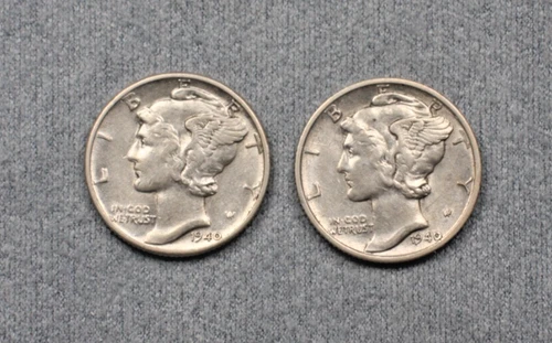 Lot of 2:  Mercury Dimes 1940-p & 1940-s  XF+