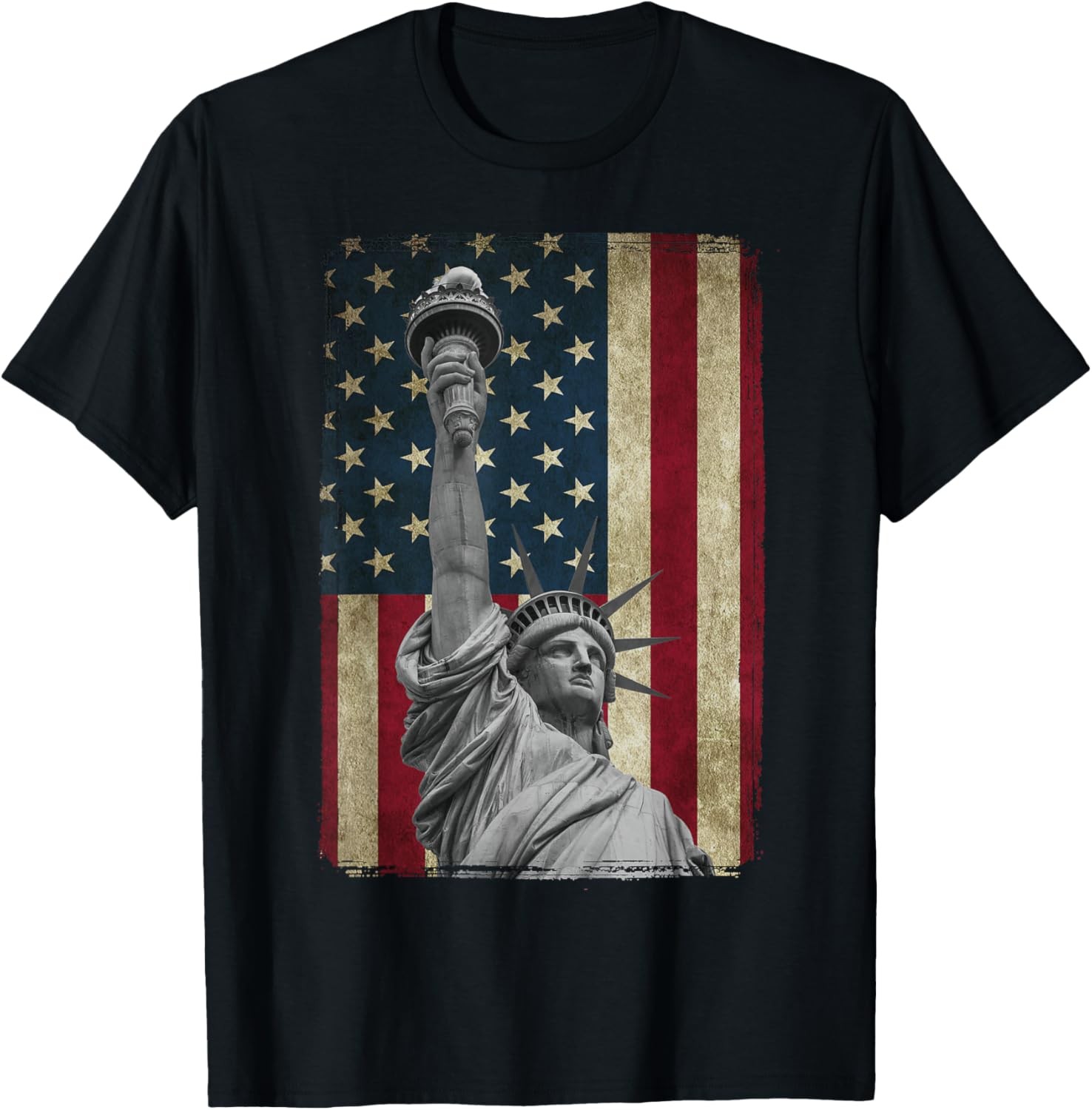 USA American Flag Statue Liberty Tee Shirt T-Shirt