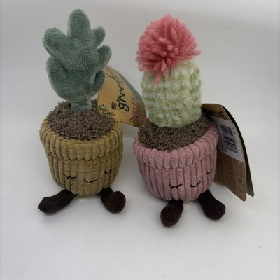 Lot Of 2 Greenhouse by Russ Mini Plush Plants Jazwares Monstera & Cactus 6 