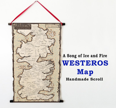 Westeros Map on Handmade Scroll, Game of Thrones Map, GoT Map, Wall Art