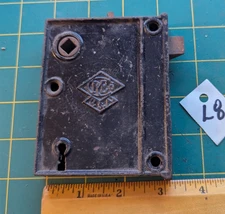Antique Door Rim Lock Cast Iron Interior No Key Russell Erwin Co. Late 19th C L8