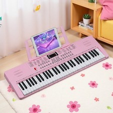 61-Key Light-Up Piano Digital Keyboard Set - Bench Z-Stand Mic Headphones Pink