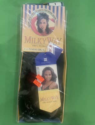 Milky Way 100% Human Hair Paradise Curl Curly Extensions 14'' Sew-In Black