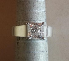 2 Ct Solitaire Princess Cut Diamond Engagement Ring VS1 D White Gold 14k