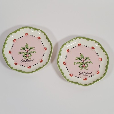 Cath Kidston London Spring Birds Teabag Tidy Plates Dishwasher Safe Set of 2 NEW