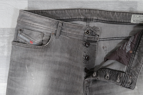 Mens Diesel Sleenker Stretch Slim Skinny Grey Jeans W36 L32 Wash 0672J - Picture 9 of 14