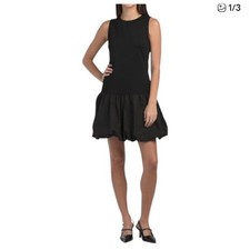 Ellen Tracy Womens Black Rhinestone Bubble Hem Dress Sleeveless Cocktail LBD
