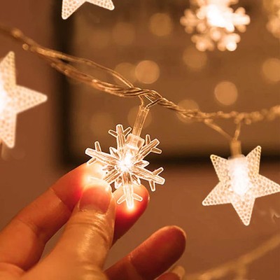 Weihnachtslichter Kette Stern Schneeflocke Mond Mehrfarbig Dekoration