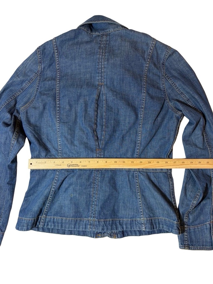 16T7360 Eddie Bauer デニム　ワークジャケット　アウトドア Eddie Bauer Denim Jacket Utility Chore Coat Blue Button Front M | eBay