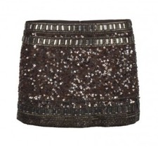 All Saints Black Sequin Mini Skirt Devo Embellished Crystals  UK12 US8