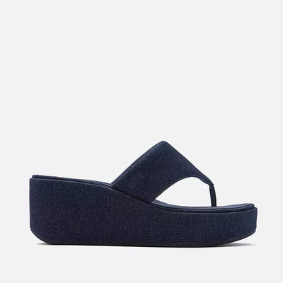 FITFLOP PLATFFORMS DENIM  Zehensteg-Sandale Sandalette Pantolette blau A5H-D71