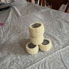 Beaded Napkin Rings Set of 5 Ivory & Silver Beads/Metal Holders — photo 3