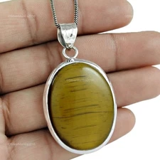 Sacral Chakra Tiger Eye Stone Real Sterling Silver Christmas Gift Wife Pendant