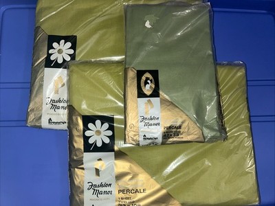 Vtg 70sPenney Fashion Manor Cotton NOS  Avocado Green Bedding