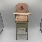 J. Chein & Co. Litho Dollhouse Vintage Tin Doll High chair Pink Teddy Bear 3x8