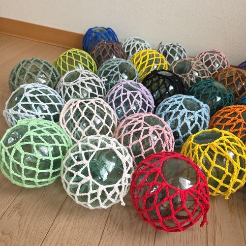Glass Fishing Float Buoy Ball Vintage Japanese set of 30 Dia. 10cm Net Japan #5 - Picture 2 of 4