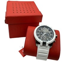 DIESEL Men's Chronograph Watch White Silicone Strap Oversized 5 Bar DZ Series