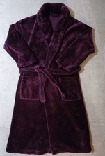 Ladies M&S Purple Fluffy Fleece Dressing Gown Sleep Lounge UK 14/16