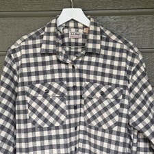 Vintage L.L. Bean Chamois Cloth Shirt Gray Plaid Mens Size 18 XL Made in USA