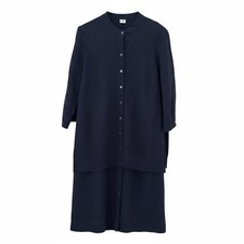 Poetry Women's Navy Linen Cotton Overlay Midi Dress ~ UK 12 US 8 ~ Free Shipping