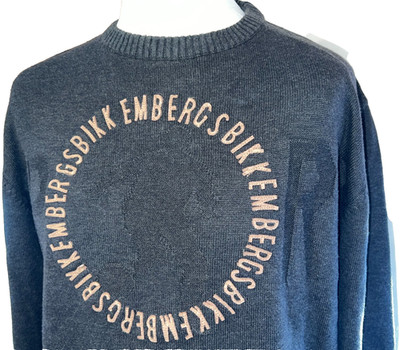 Bikkembergs Men's Crew Neck Jumper - XL - Grey - Big Logo Knitted Sweater