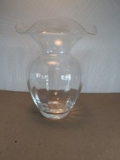 Vintage Italian Clear Glass Crystal Case Unusual Scalloped Edge Ribbed Body