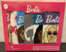 BARBIE CHARACTERS 6-PACK NO SHOW SOCKS - Fits Shoe Size 4-10