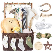 Wooden Baby Shower Crate Closet Storage Handle Foldable Basket Newborn Gift